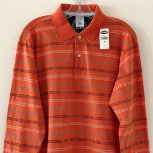 Old Navy Mens Long Sleeve Orange Polo Size Medium